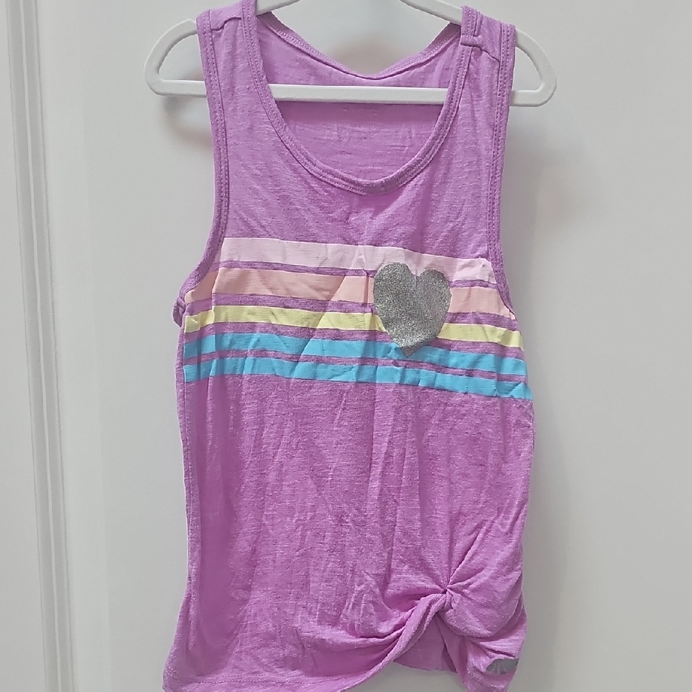 Marika Kids Purple Tank Top with Heart and Stripes